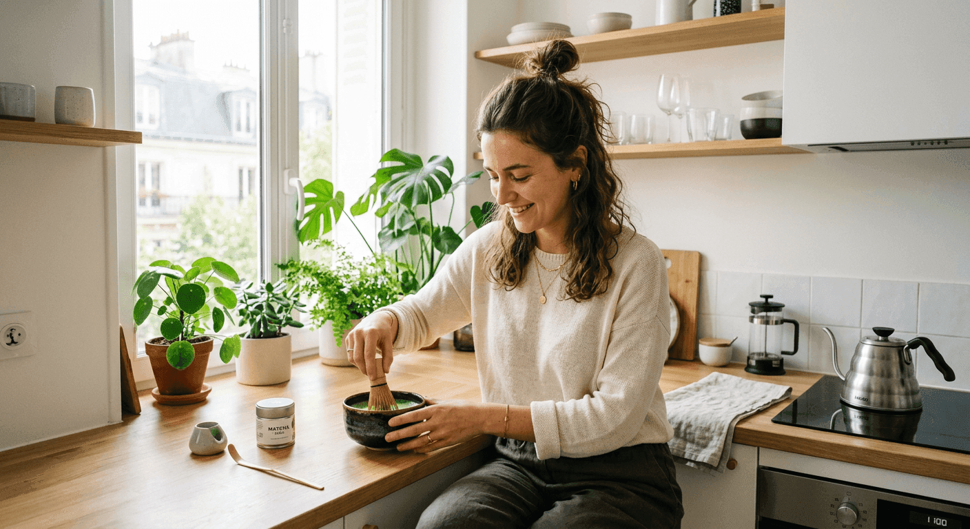 Rituel matcha du matin — préparer son matcha avec NŪCHA